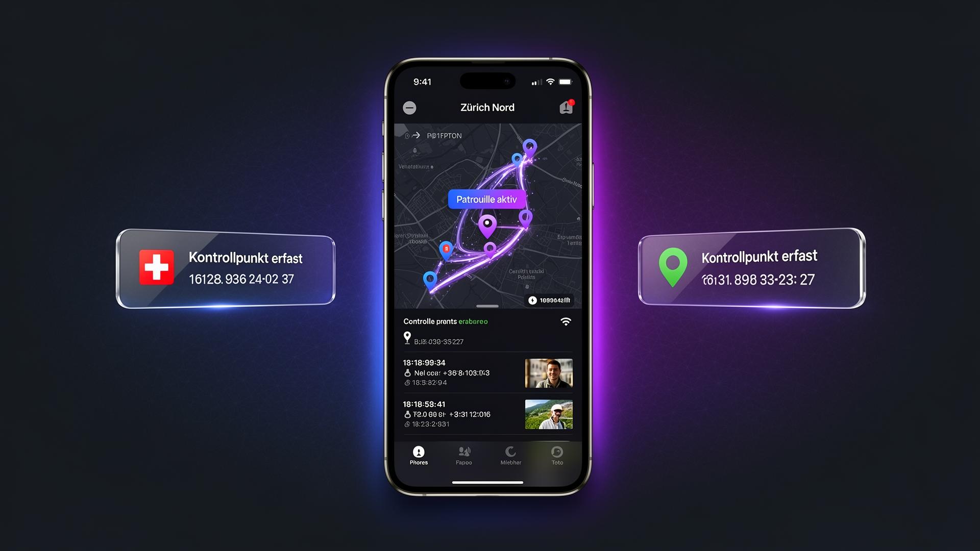 Patrouillen-App — Live-Karte, Kontrollpunkte und Rapport auf dem iPhone