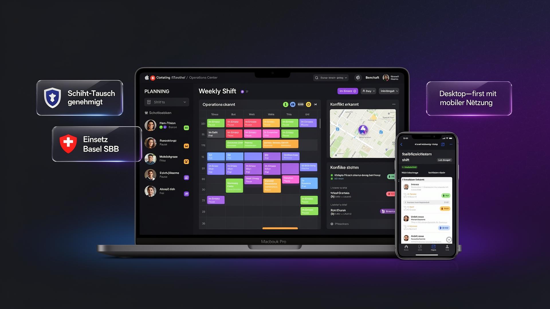 Planning-App — Operations Center, Schichtkalender und mobile Begleit-App