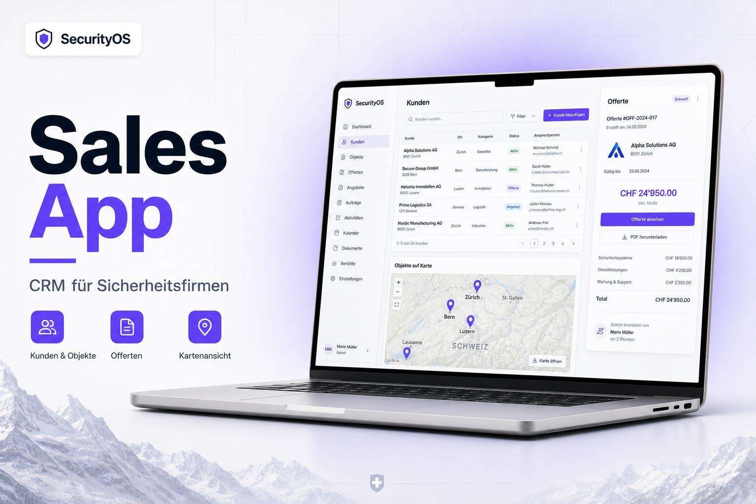 Sales-App — CRM-Dashboard, Pipeline und mobile Ansicht